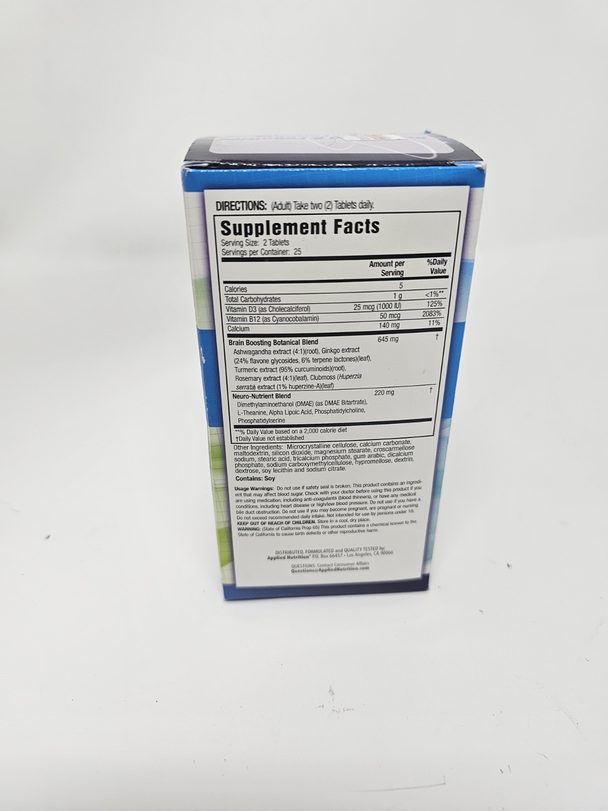 Applied Nutrition Healthy Brain All-Day Focus + Turmeric 645 mg 50 Tabs 12/26