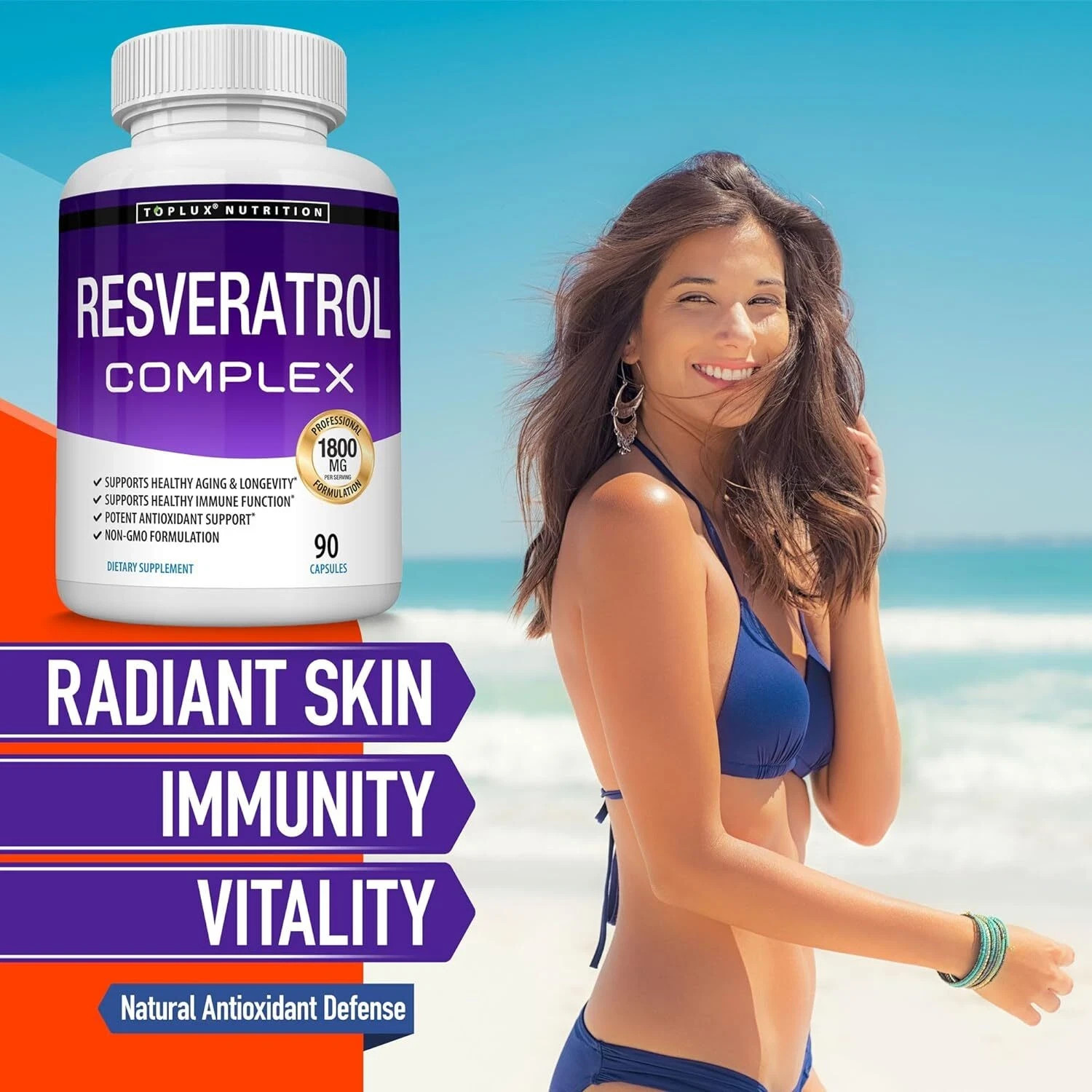 Resveratrol Supplement 1800 Mg Antioxidant Complex – Highly Potent Natural Trans