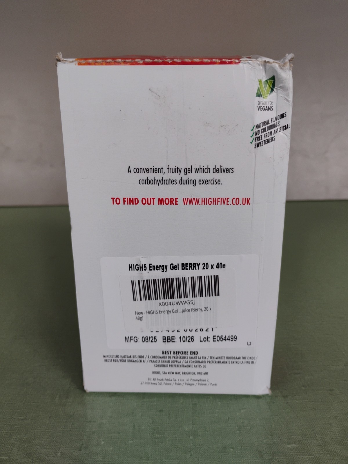 HIGH5 Energy Gels 40g Box of 20 Berry Exp 10/2026 Damaged Box