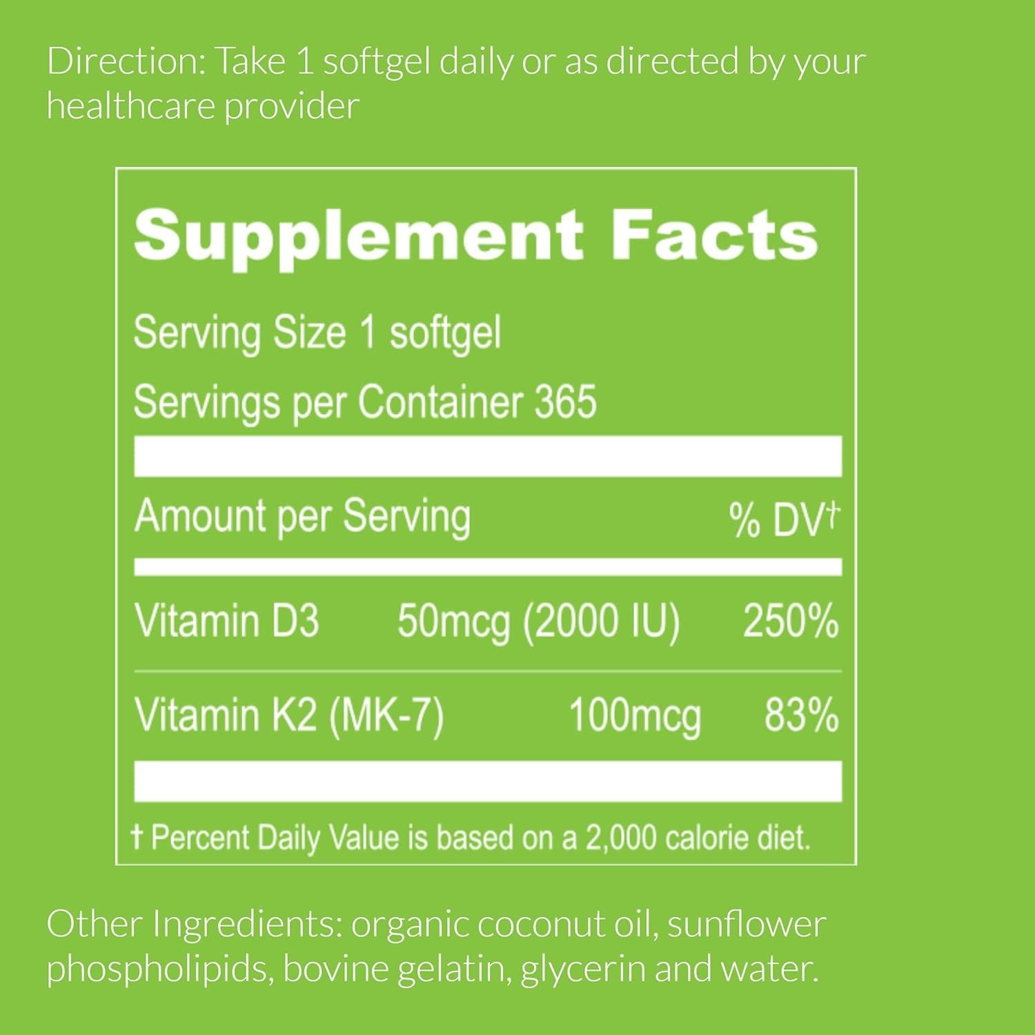 UpNourish Liposomal Vitamin D3 K2 2000 IU with K2 MK-7 100 mcg – 365 Vitamin
