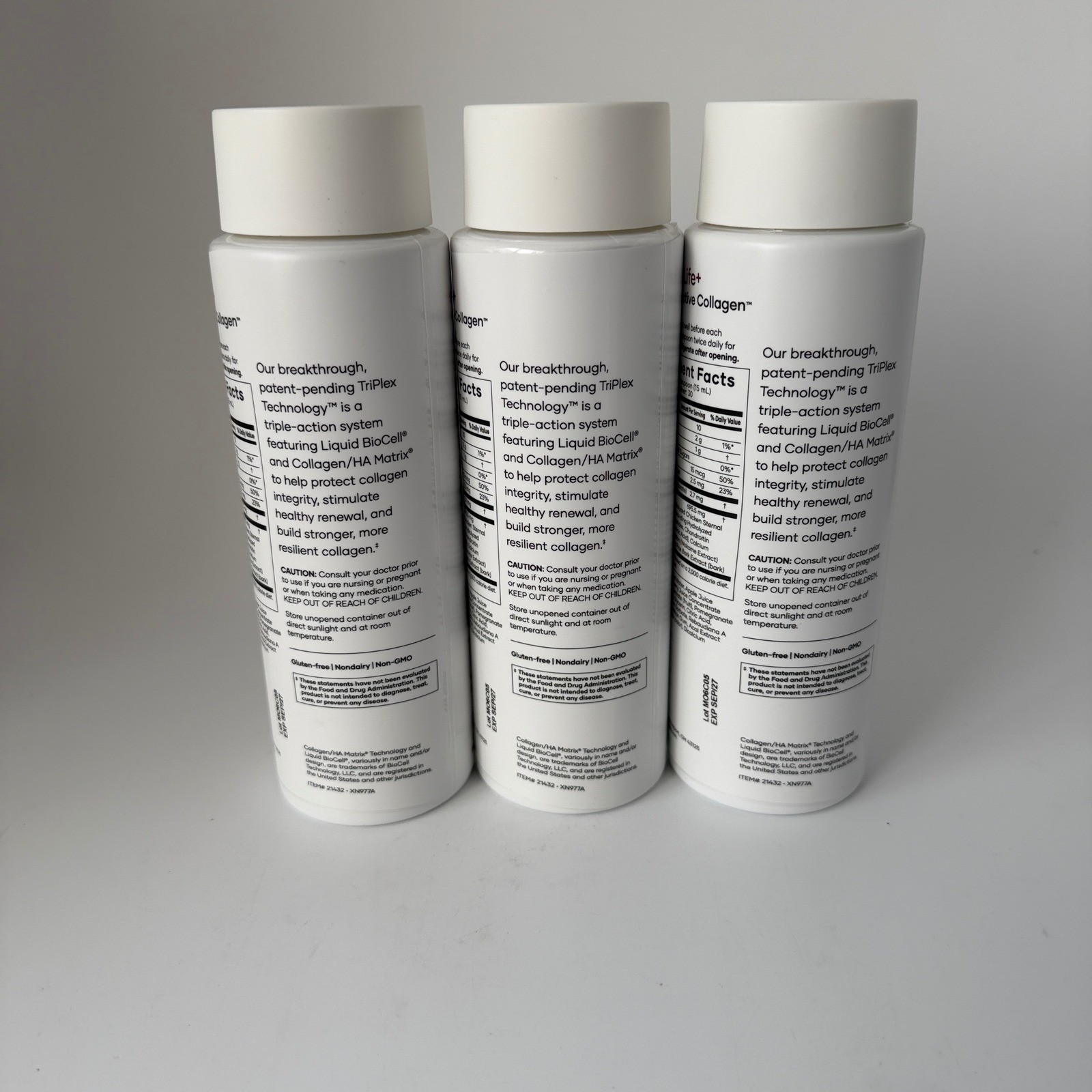 3 Pack Shaklee Liquid BioCell Life+ Bioactive Collagen TriPlex 15.2 EXP 9/27