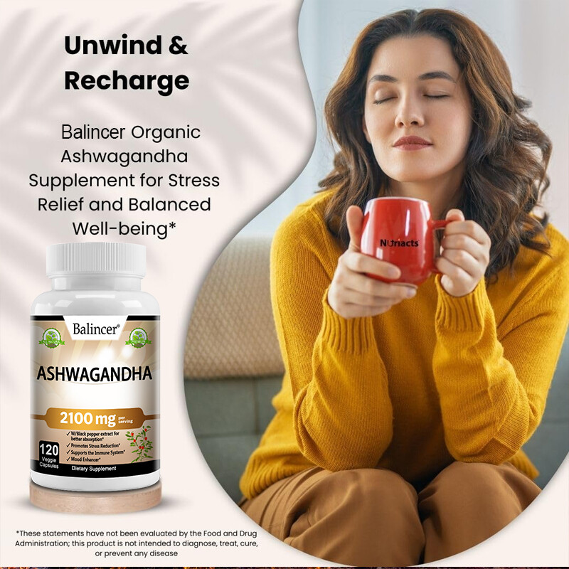 Ashwagandha Root Extract 2,100 Mg – Promotes Stress Reduction and Enhances Mood