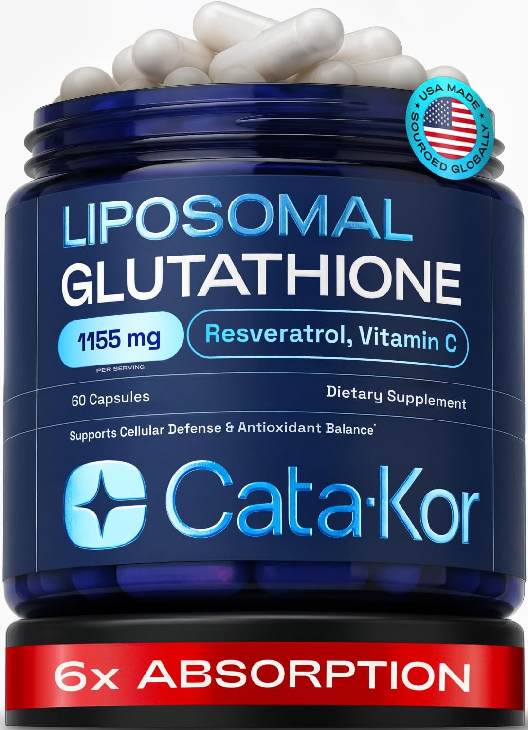 Liposomal Glutathione 1000mg Supplement with Resveratrol Ultra High Absorption