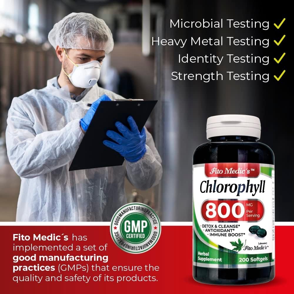 Lab – Chlorophyll – pure – 800 mg per serving- 200 Softgels – chlorophyll capsul