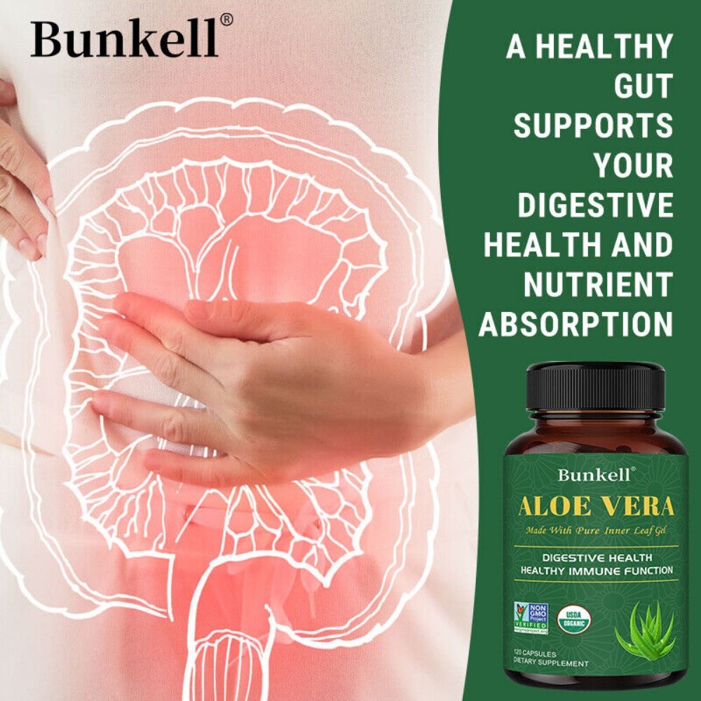 Aloe Vera Vegan Capsules Cleanse Intestines Strengthen Immune System 120 Pills