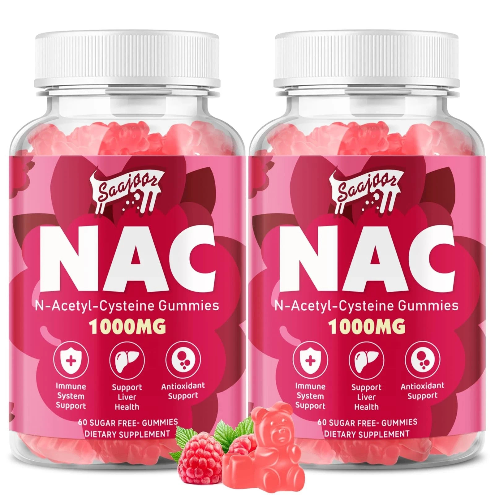 2 Pack NAC Gummies Sugar-Free N-Acetyl Cysteine NAC Supplement 1000mg for Ant…