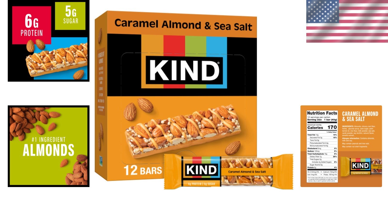 12 Count Caramel Almond & Sea Salt Snacks – Gluten Free, Low Sugar, High Fiber
