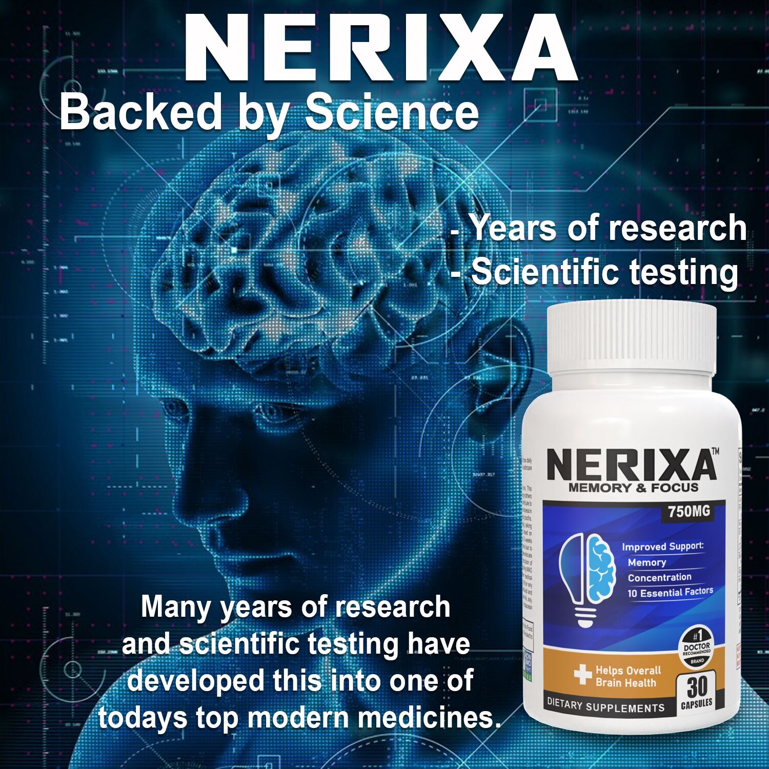 NERIXA Memory Brain Support – Memory, Mental clarity, concentration, focus