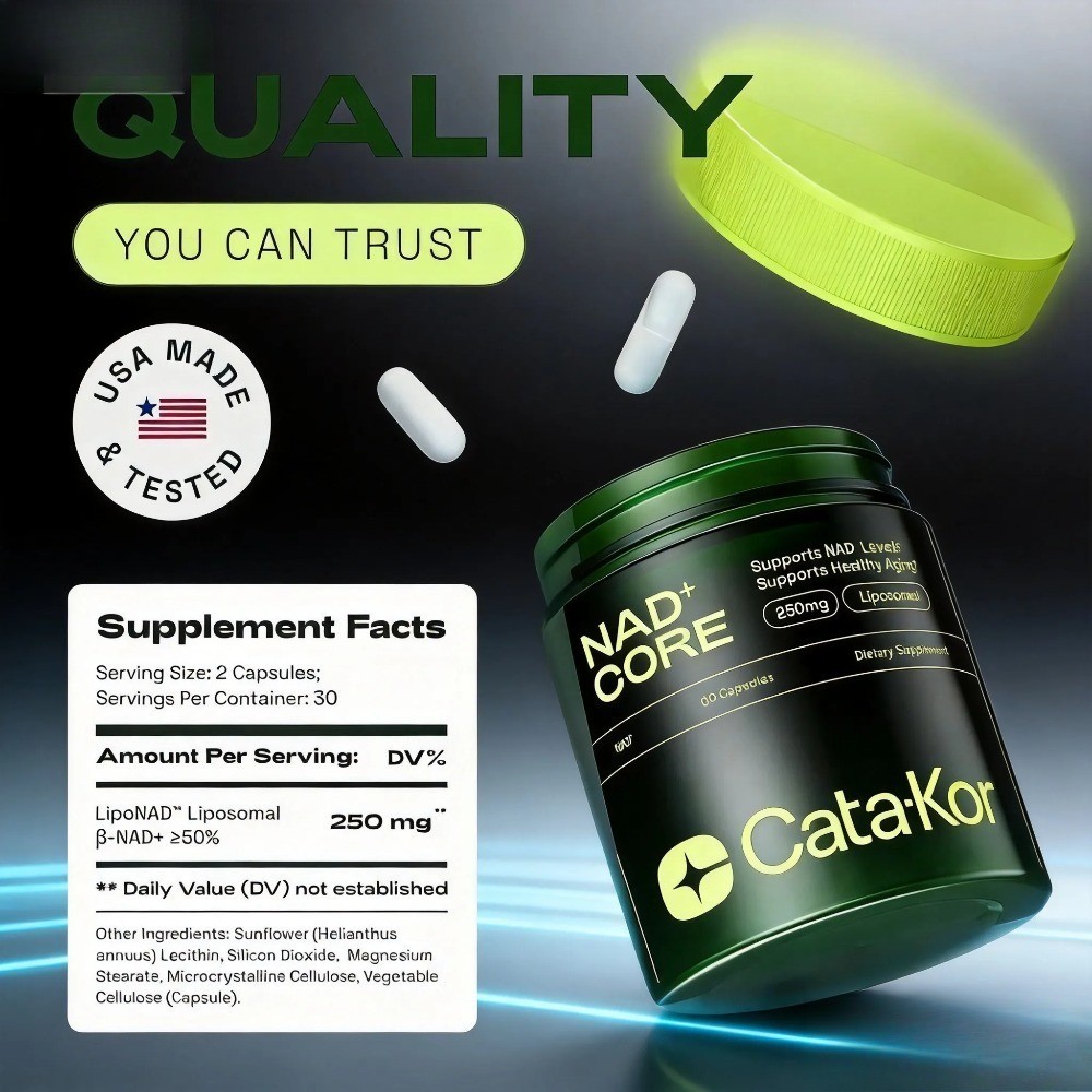 CataKor Liposomal NAD+ 250mg Capsules | NAD+ Core Anti-Aging Supplement