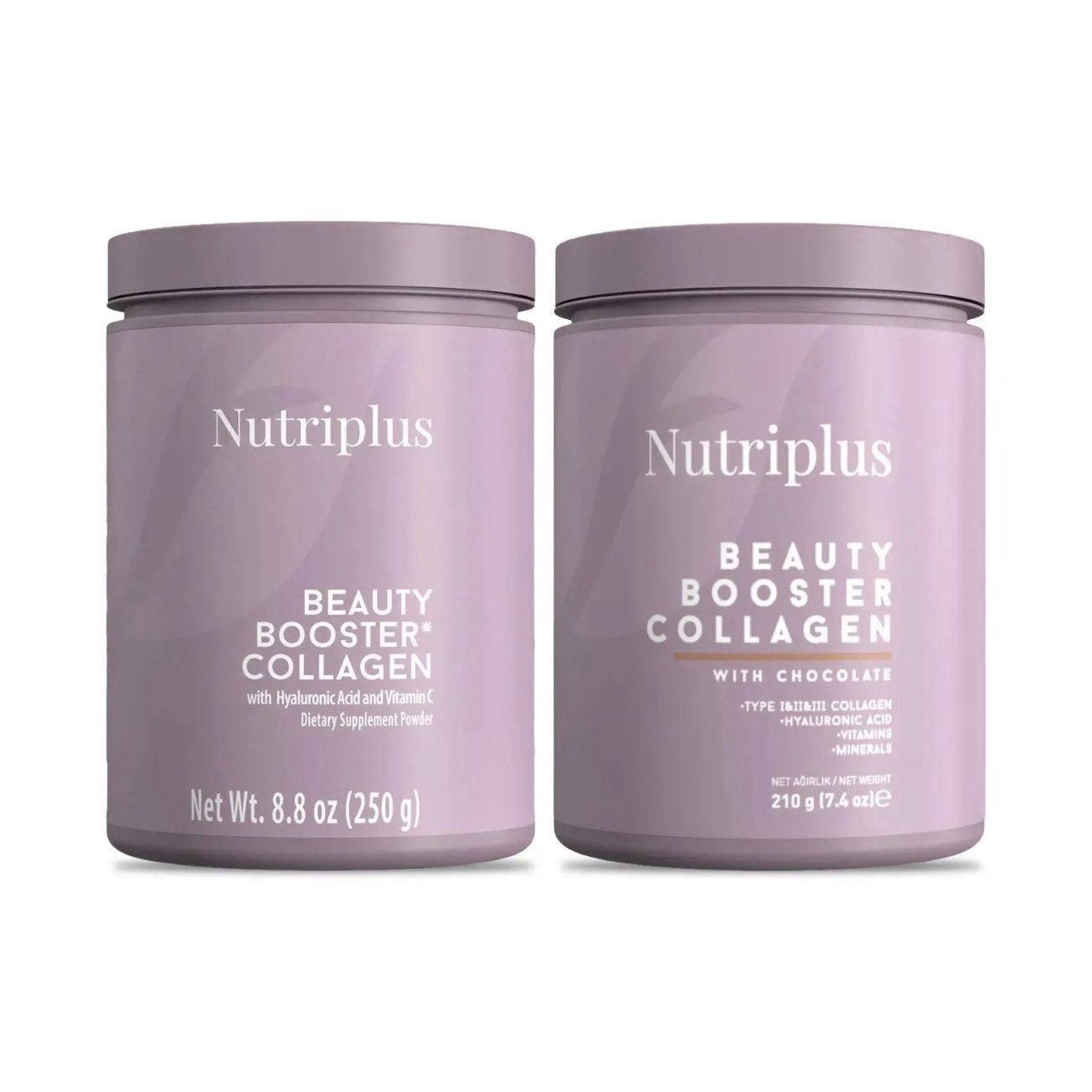 Nutriplus Collagen Powder Hyaluronic Acid Vitamin C Chocolate 250g & 210g