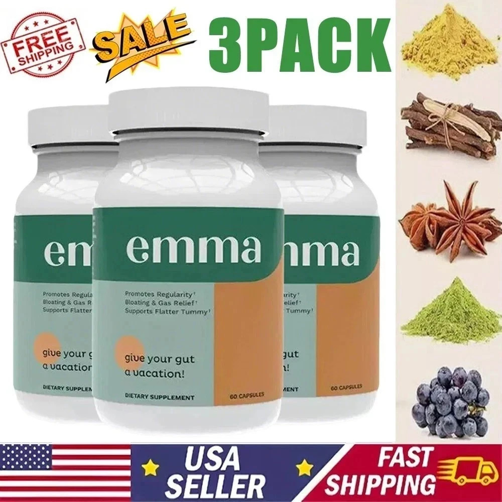 3 Pack Emma Gut Health Capsules 180 Capsules for Bloating Relief & Leaky Gut.
