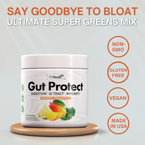 GutProtect – Super Greens Powder with Probiotics, Prebiotics – Mango, Pineapple