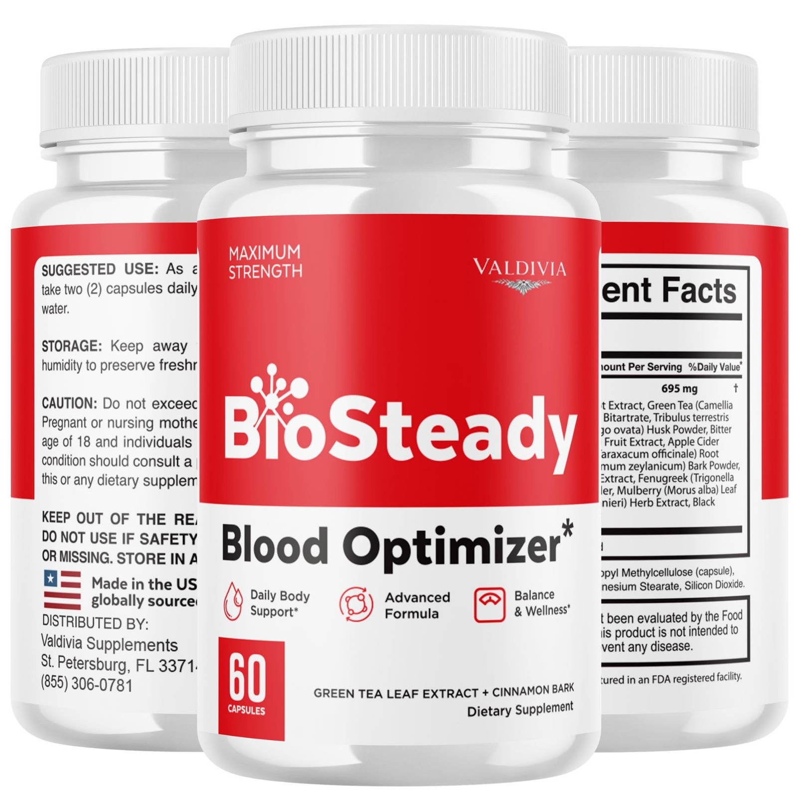 BioSteady Blood Sugar Balance Supplement Capsules Natural 5 Pack 300Ct