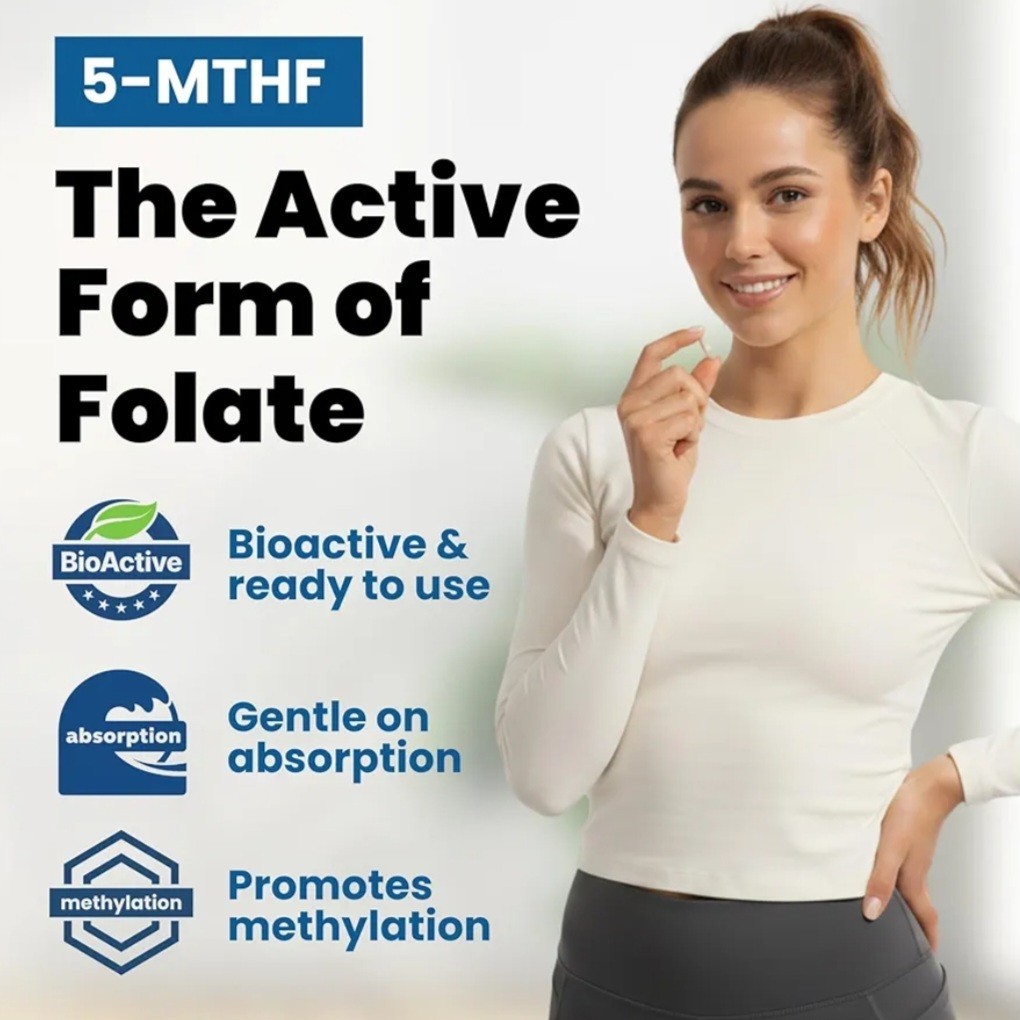 Vocks L-Methylfolate 15mg 5-MTHF + Methyl B12 High Potency Supplement 90 Capsule