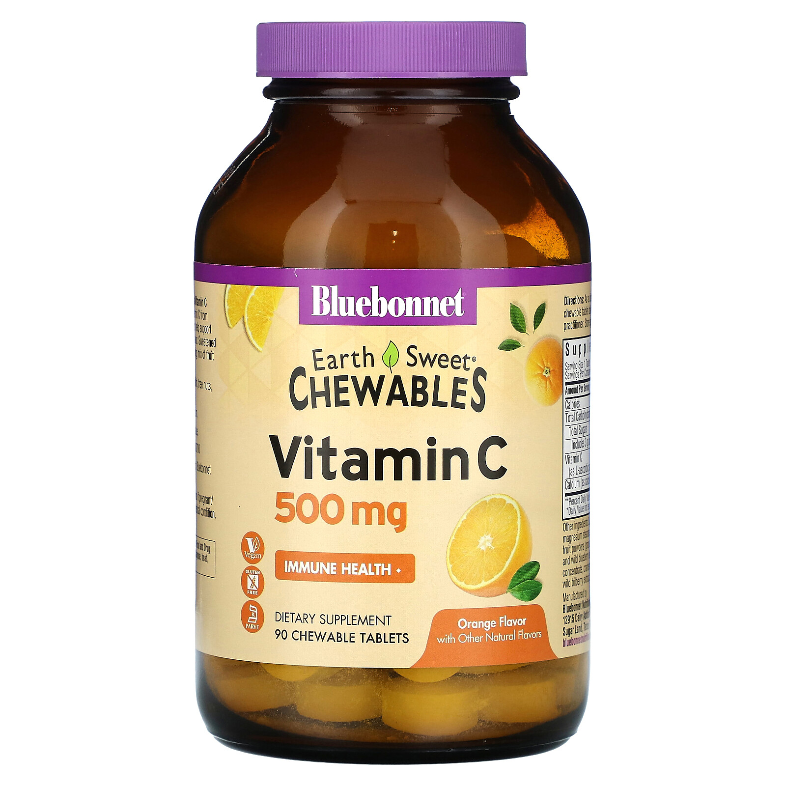 EarthSweet Chewables, Vitamin C, Orange, 500 mg, 90 Chewable Tablets