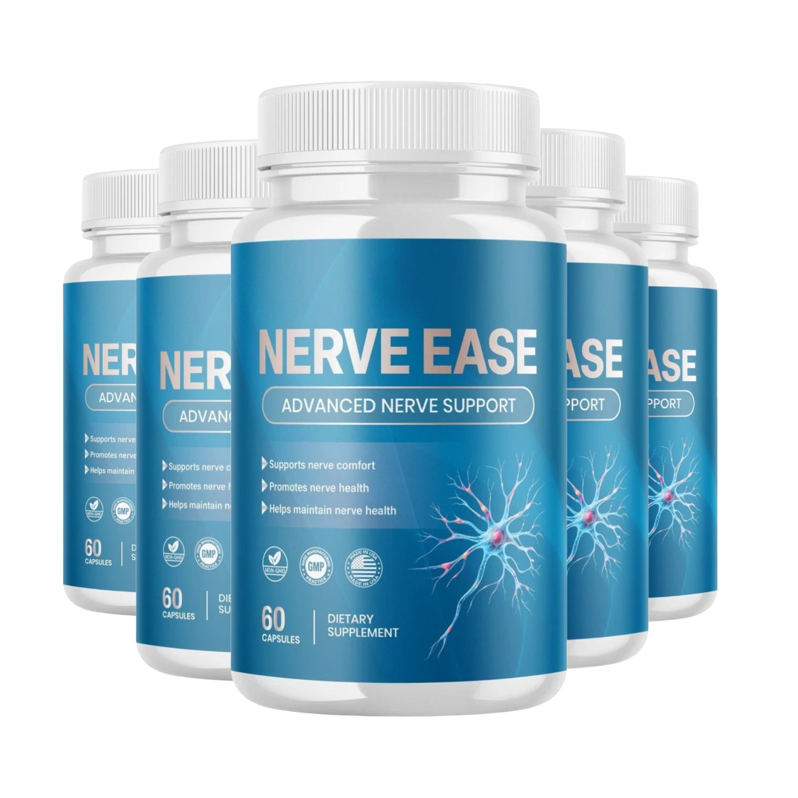 5-Pack Nerve Ease Capsules – NerveEase Nerve Health Support Capsules – 300 Caps