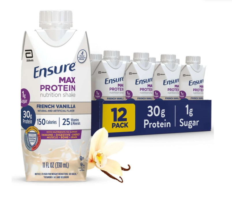 Ensure Max Protein Shake French Vanilla 30g Protein 11oz 12 Pack