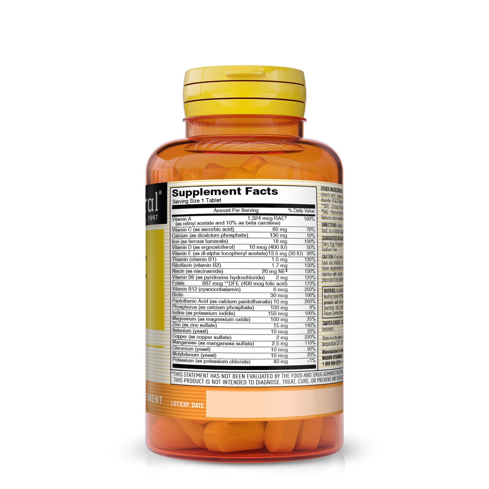 Mason Natural Daily Multiple Vitamins with Minerals – All In One, 60 Tablets
