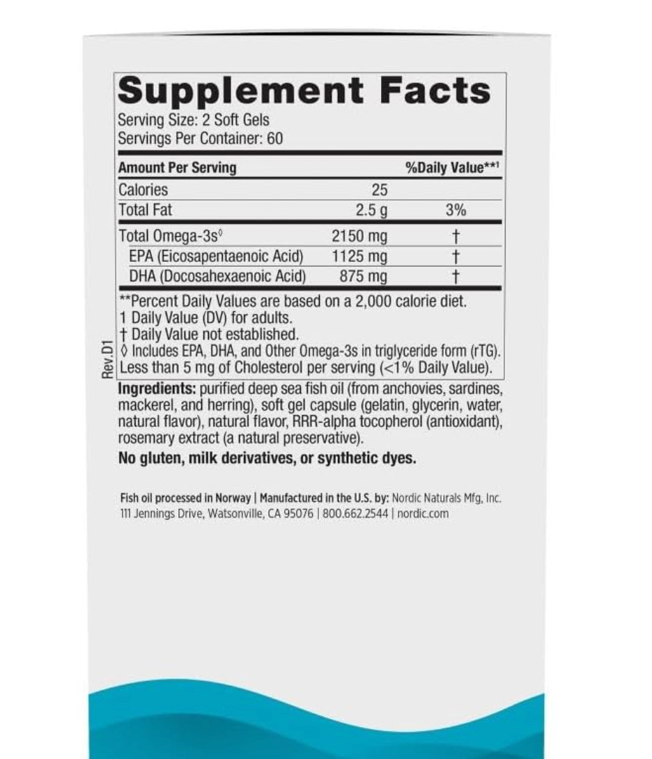 Nordic Naturals Ultimate Omega 2X, Lemon Flavor, 2150 mg Omega-3 – 180 Soft Gels