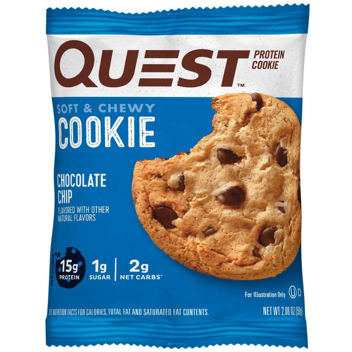 Quest Protein Cookie, Chocolate Chip, 15g Protein, 12 Count,2.08 oz (59 g) Each