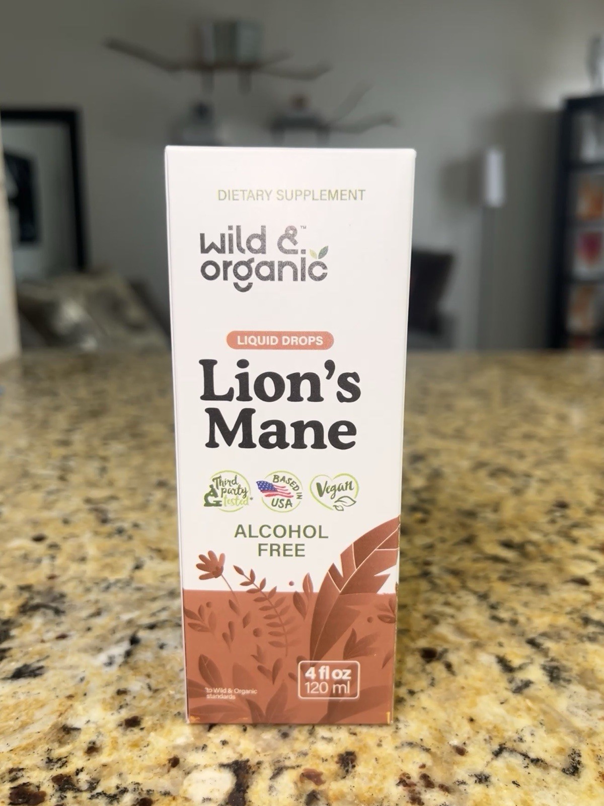 Wild & Organic Lion’s Mane Liquid Drops Alcohol-Free Vegan 4 fl oz