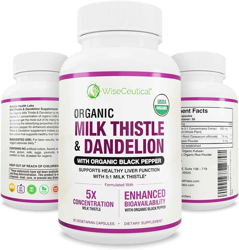 Max Absorption USDA Organic Milk Thistle Potent 5:1 Concentrated Extract (2000Mg