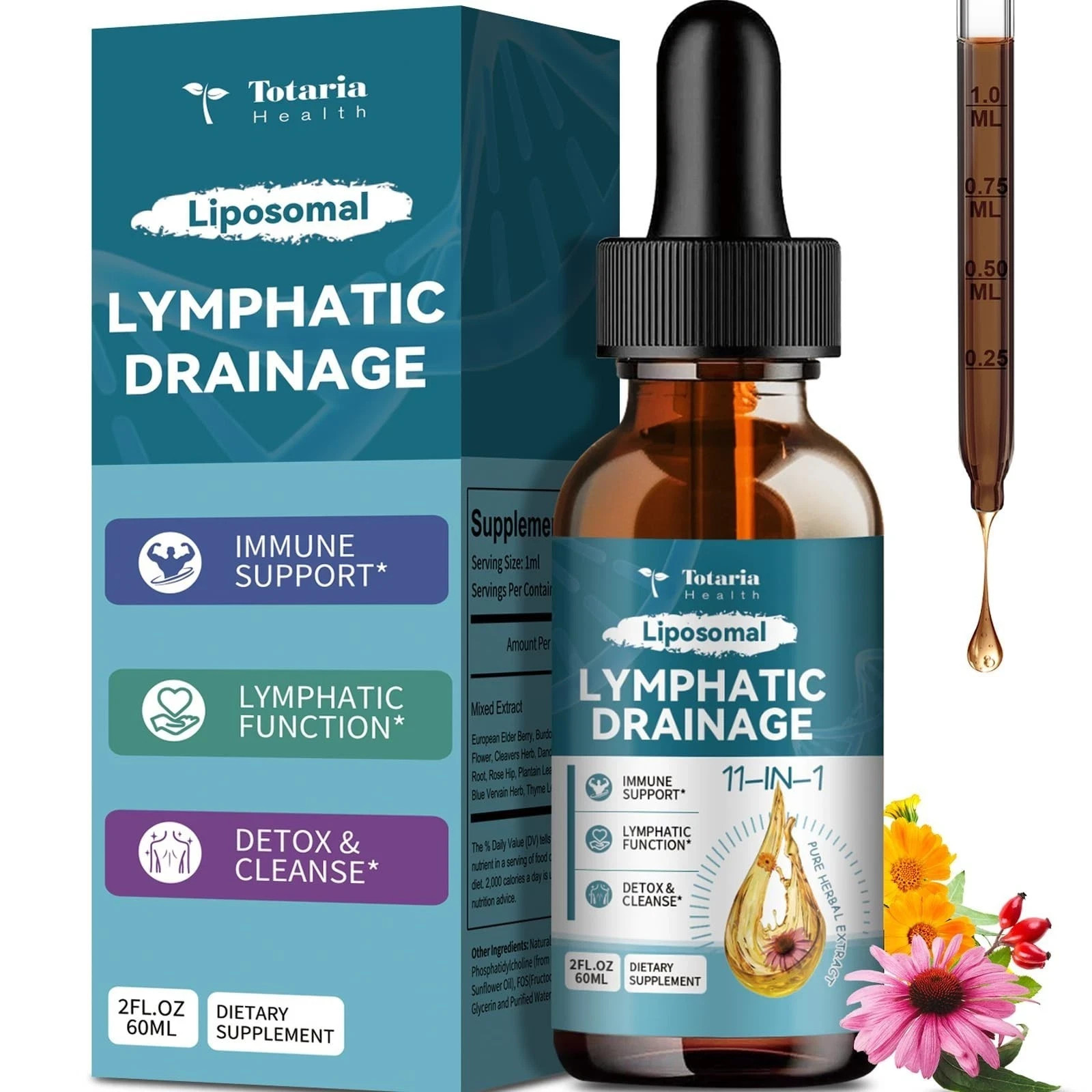 Liposomal Lymphatic Drainage Drops – 11 In 1 Organic Lymphatic Drainage Suppl