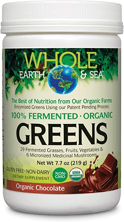 Whole Earth & Sea 100% Fermented Organic Greens Organic Chocolate 7.7oz
