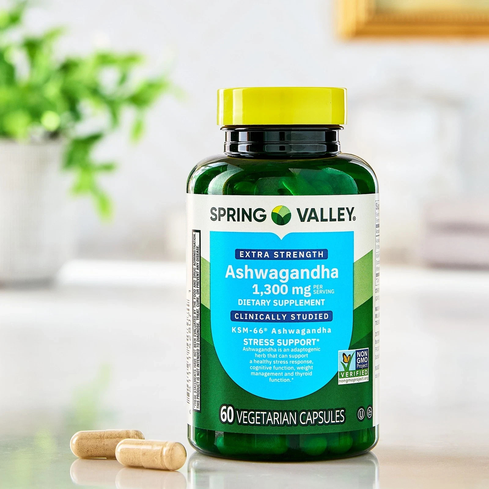 Spring Valley Extra Strength Ashwagandha 1300 mg, 60 Vegetarian Capsules