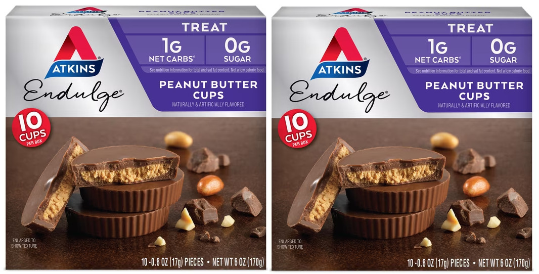 Atkins Endulge Treats Peanut Butter Cups Dessert Favorite Low Carb Low Sugar 2PK