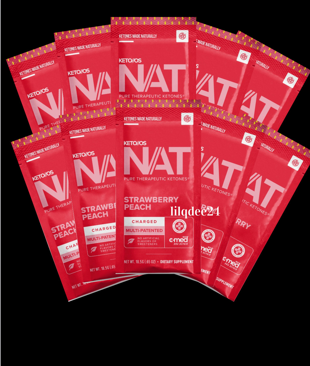 🔥Pruvit Keto OS NAT Ketones Charged Strawberry Peach 10 pack Exp. 12/25