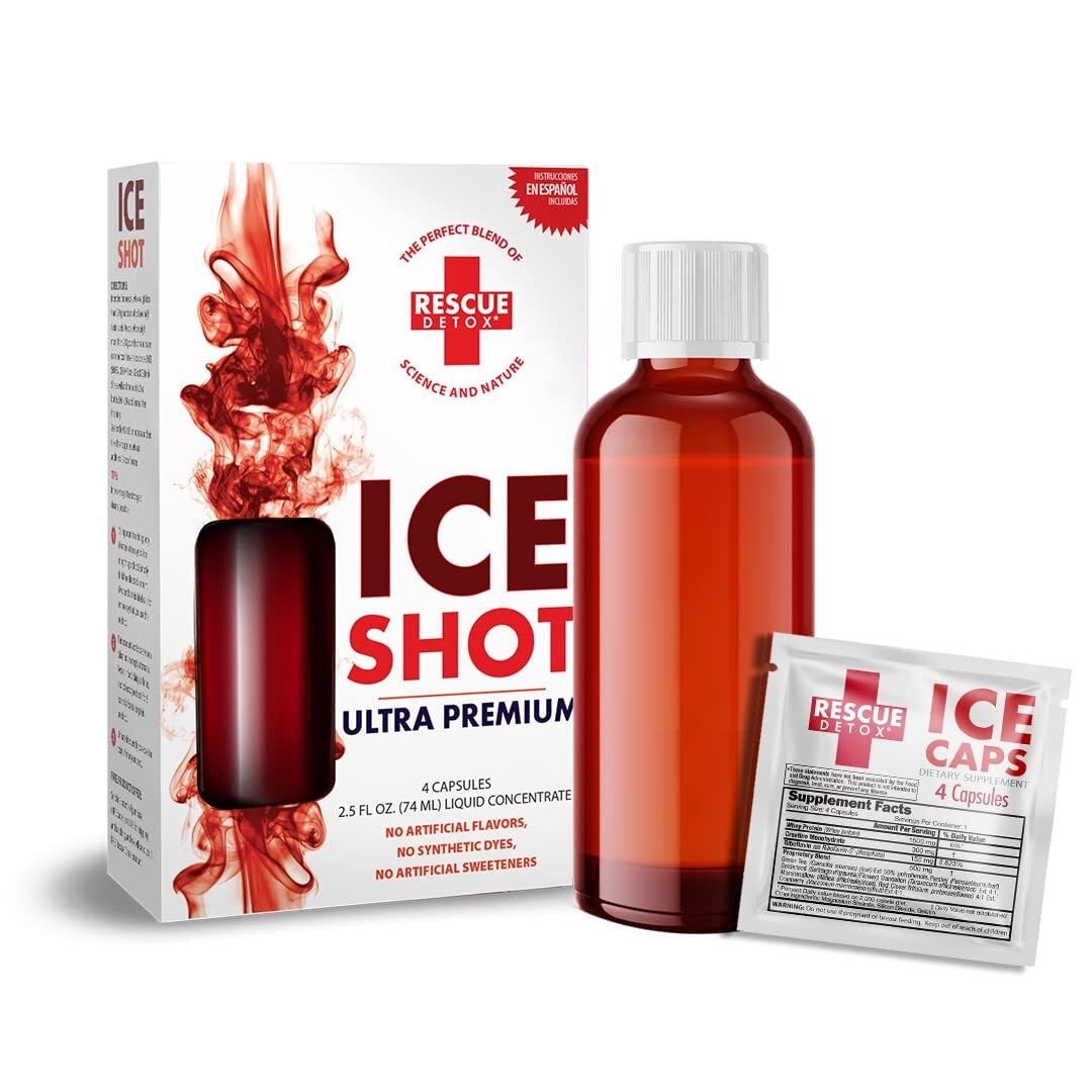 Rescue Detox ICE Shot 2.5oz + 4 Capsules Fast Acting 90 Min to 5 Hr