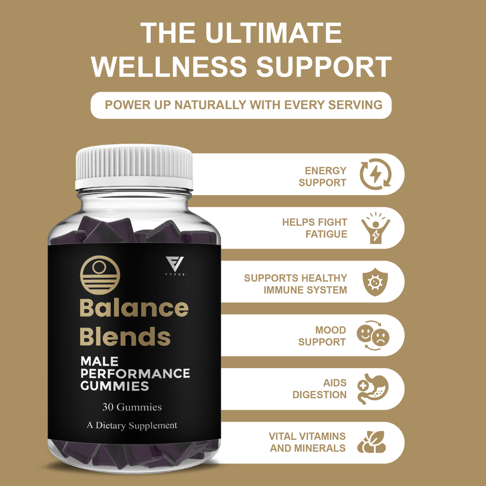 (3 Pack) Balance Blends Male Performance Gummies, BalanceBlends (90 Gummies)