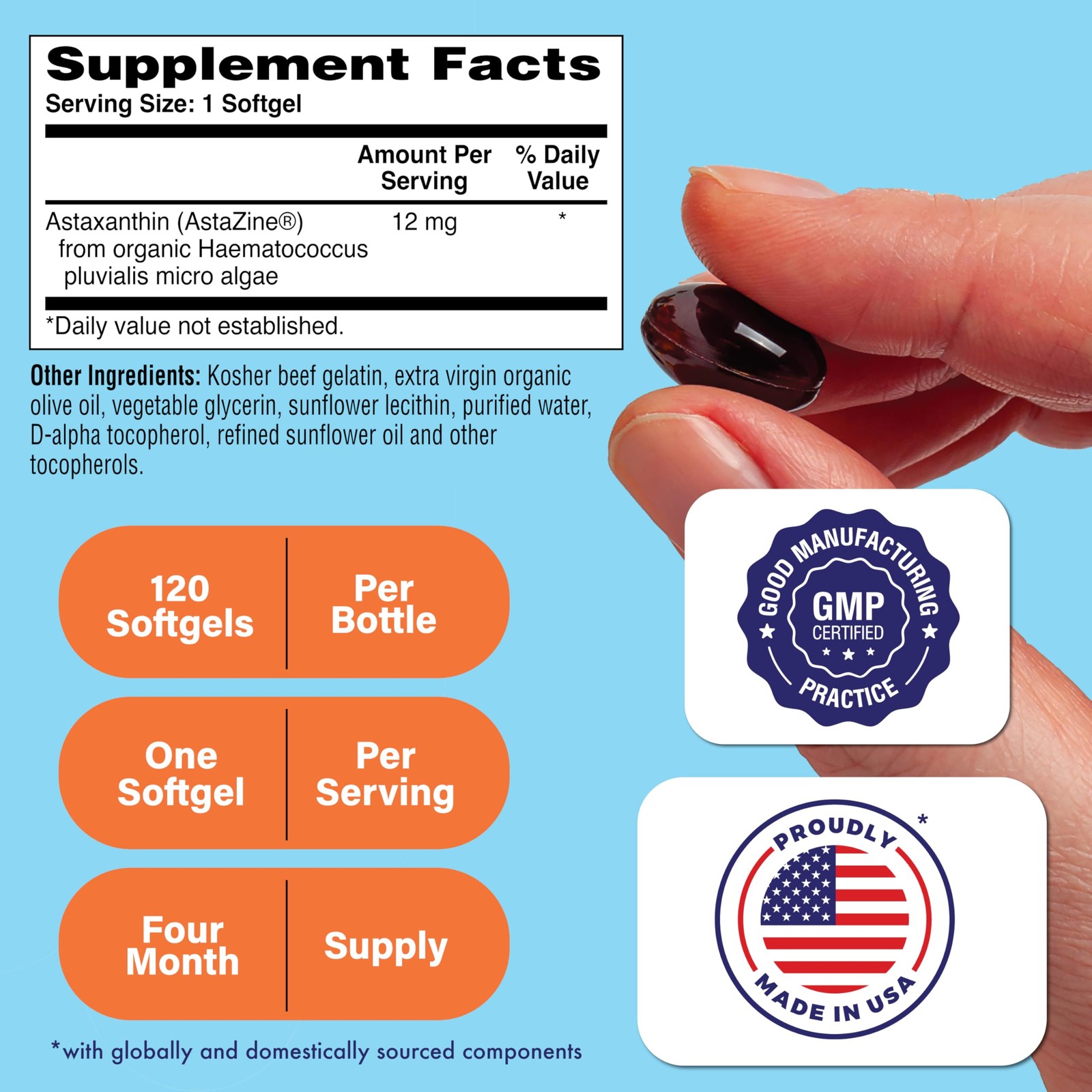 Health Thru Nutrition Astaxanthin Triple Strength 12mg 120 Count (Pack of 1)