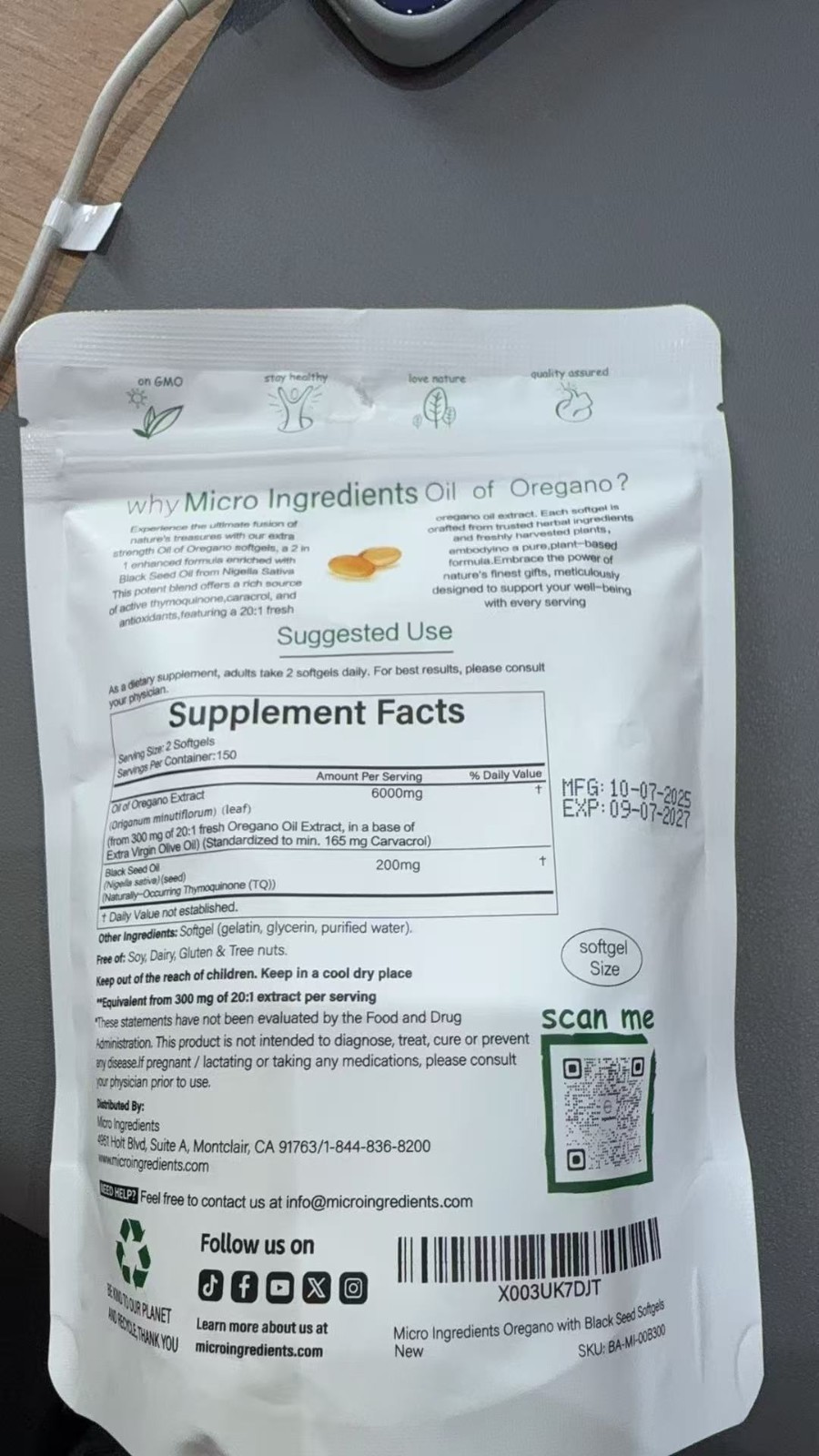 2-in-1 Oil of Oregano & Black Seed Softgels–with Carvacrol for Immune & Wellness
