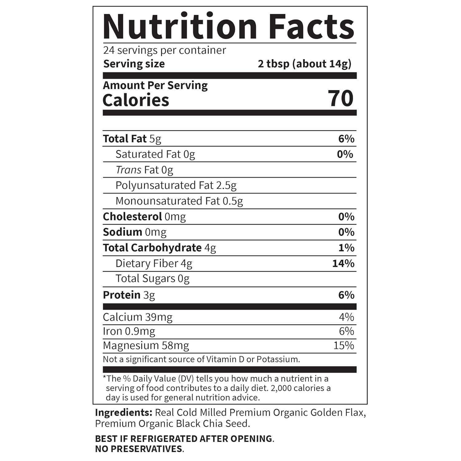Raw Organics 100% Organic Ground Flax Seed & Chia Blend, Gluten Free Golden F…