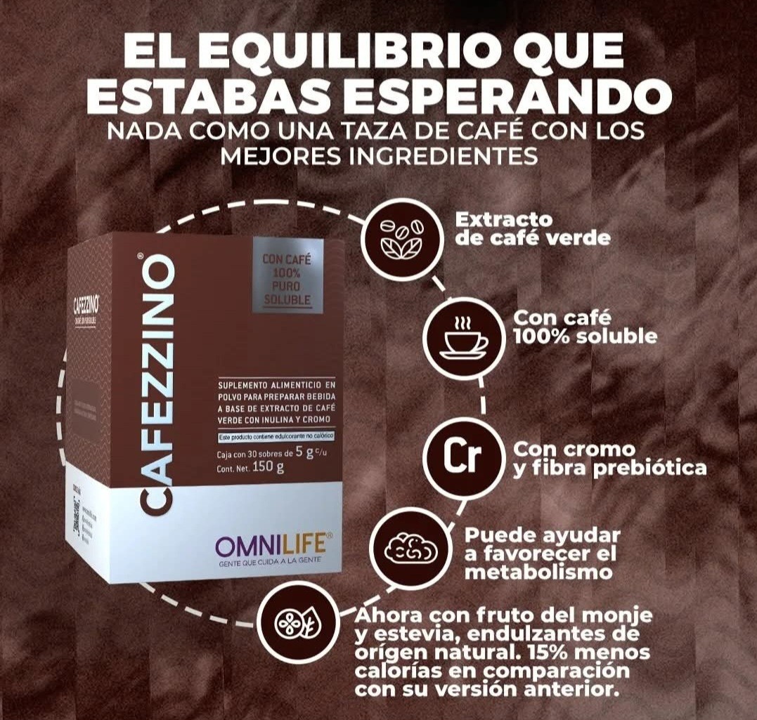 Suplemento Con Cafe Colombiano Omnilife CafezzinoBox with 30 packets 150g