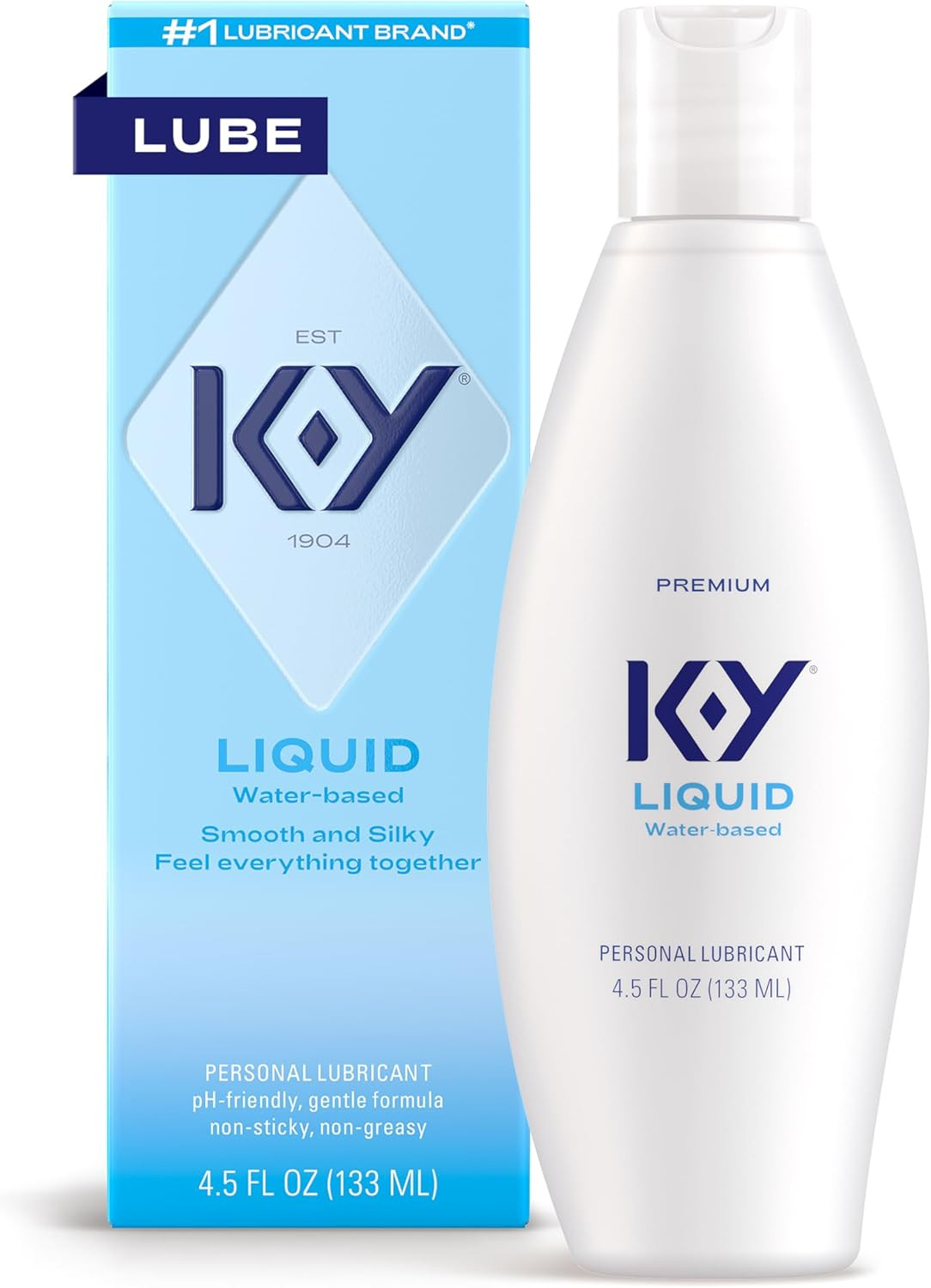 K-Y Liquid Classic Water-Based Body Friendly Formula 4.5 Fl Oz Personal Lubrican