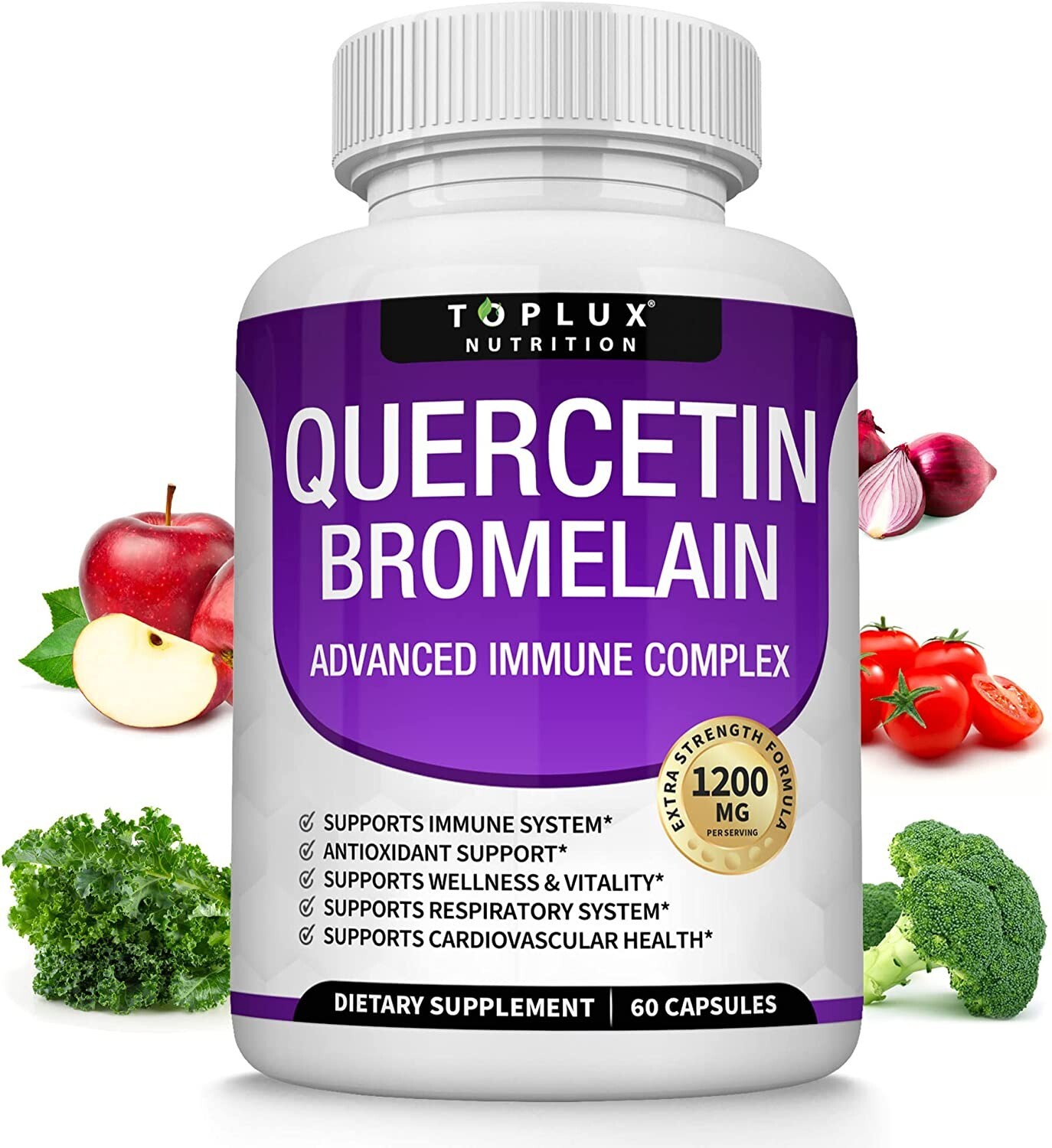 Quercetin With Bromelain 1200Mg – Natural Immune supplement, Vegetarian Capsules