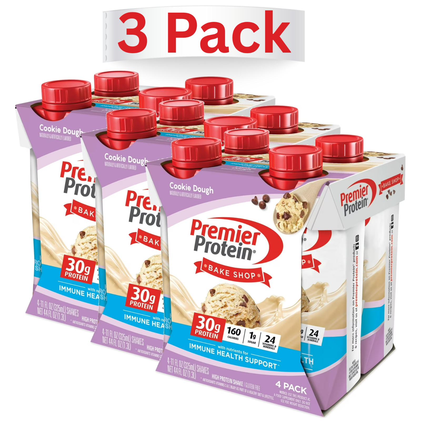 Premier Protein Shake Cookie Dough 12 Pack 30g Protein Low Sugar Ready to Drink