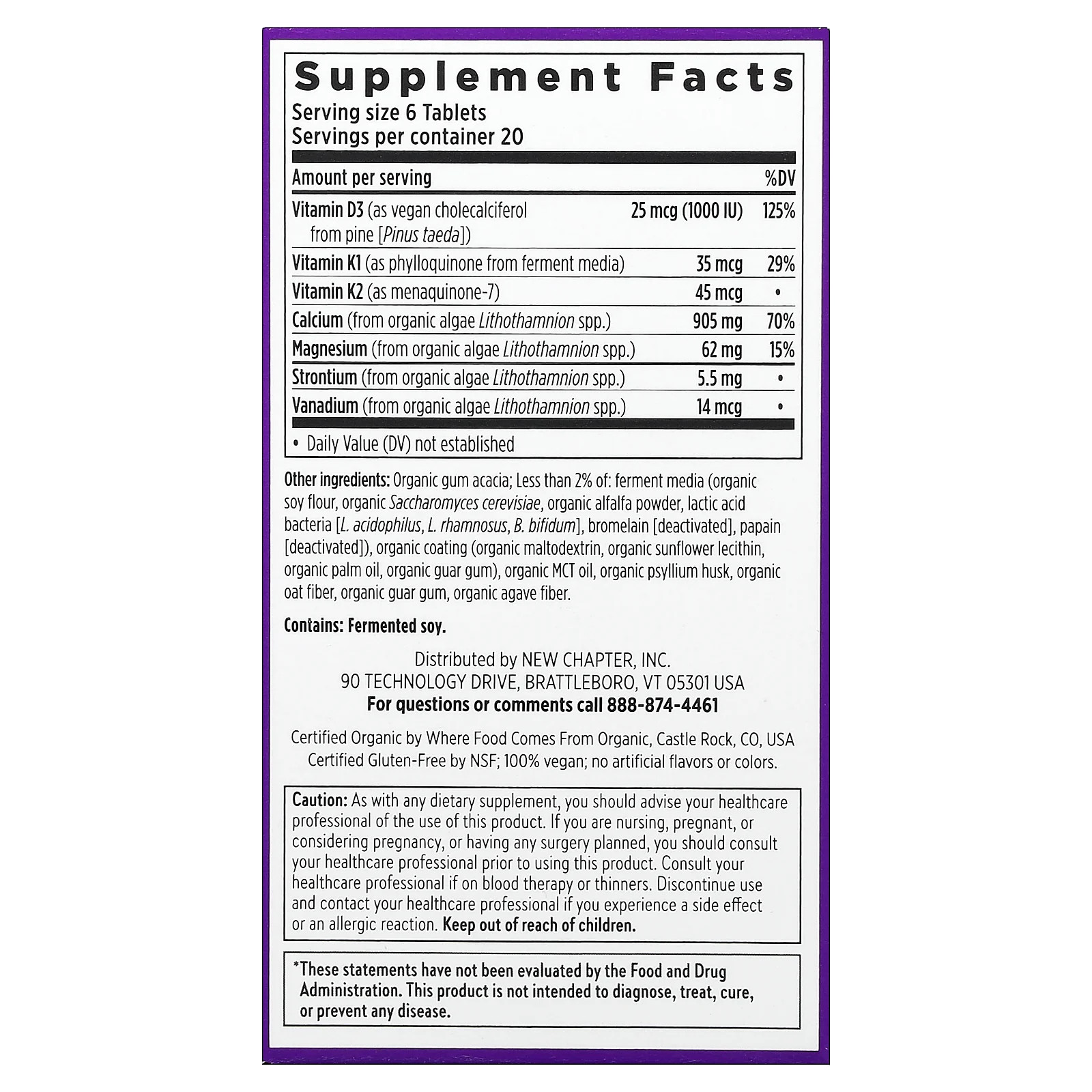 2 X New Chapter, Plant Calcium, Bone Strength Take Care�, 120 Vegan Tiny Tablet