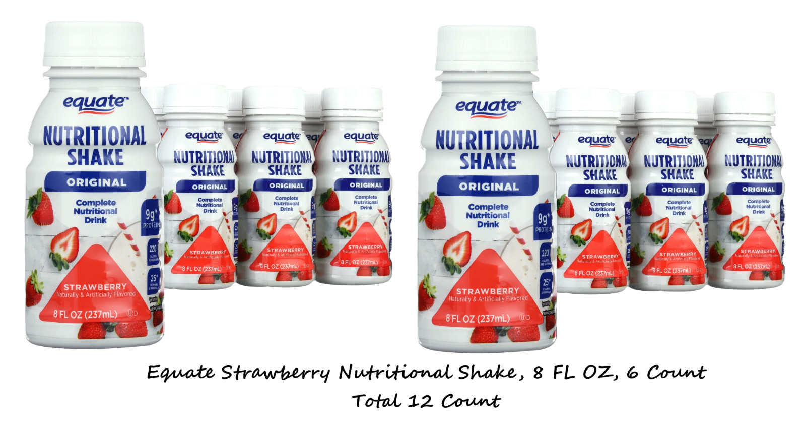 Equate Original Nutritional Shake, Strawberry, 8 Fl Oz, 12 Count