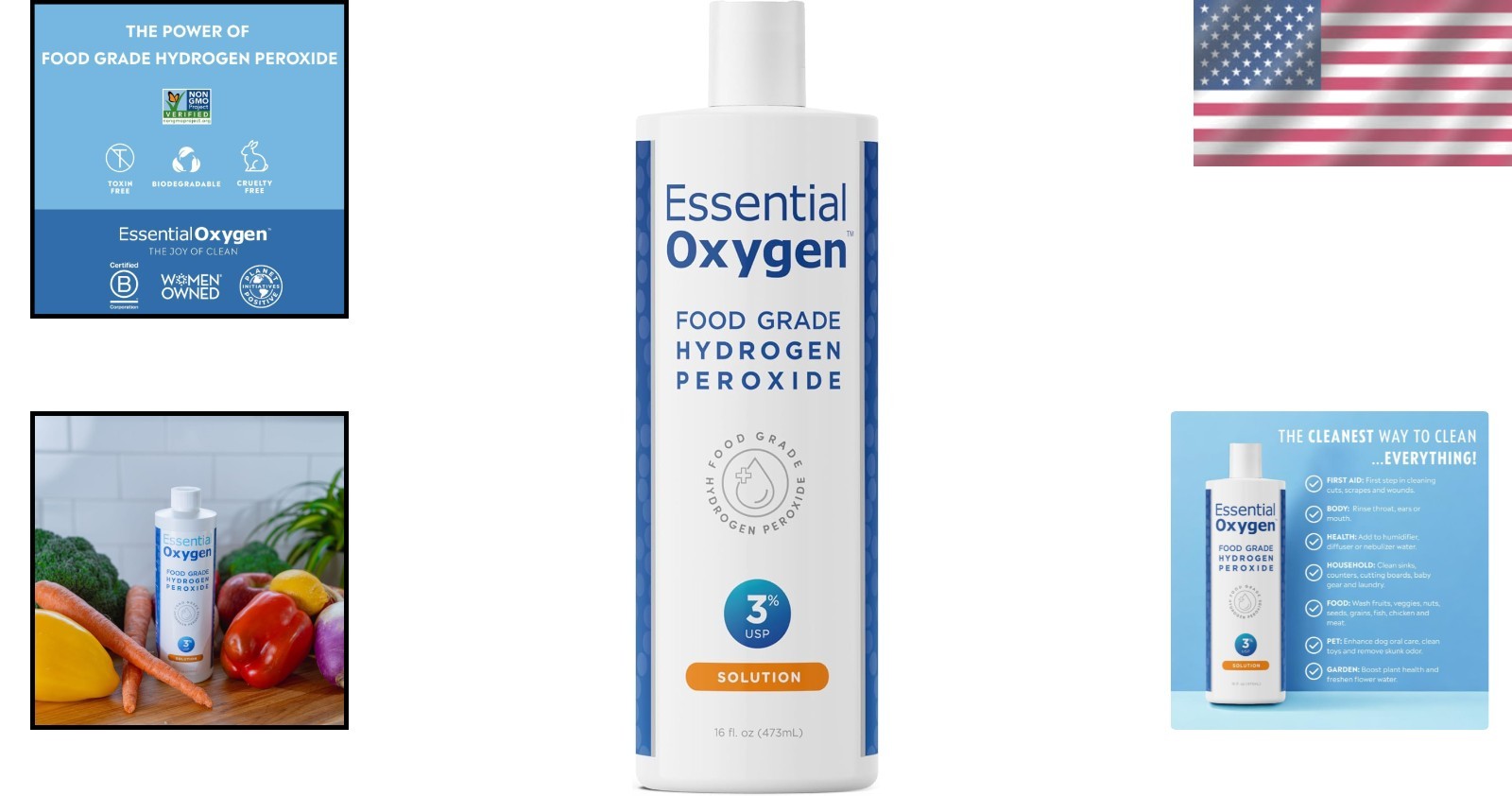 Natural 3% Hydrogen Peroxide Cleaner – 16oz Multi-Purpose Eco-Friendly Solution