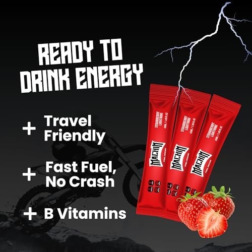 20 Pack MACHIN Ready to Drink Energy Shot Pouches (Strawberry Lightning) 1.45oz