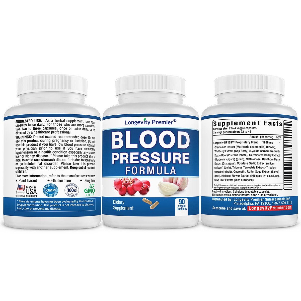 Longevity Blood Pressure Formula – Clinically formulated – With Hawthorn & 12