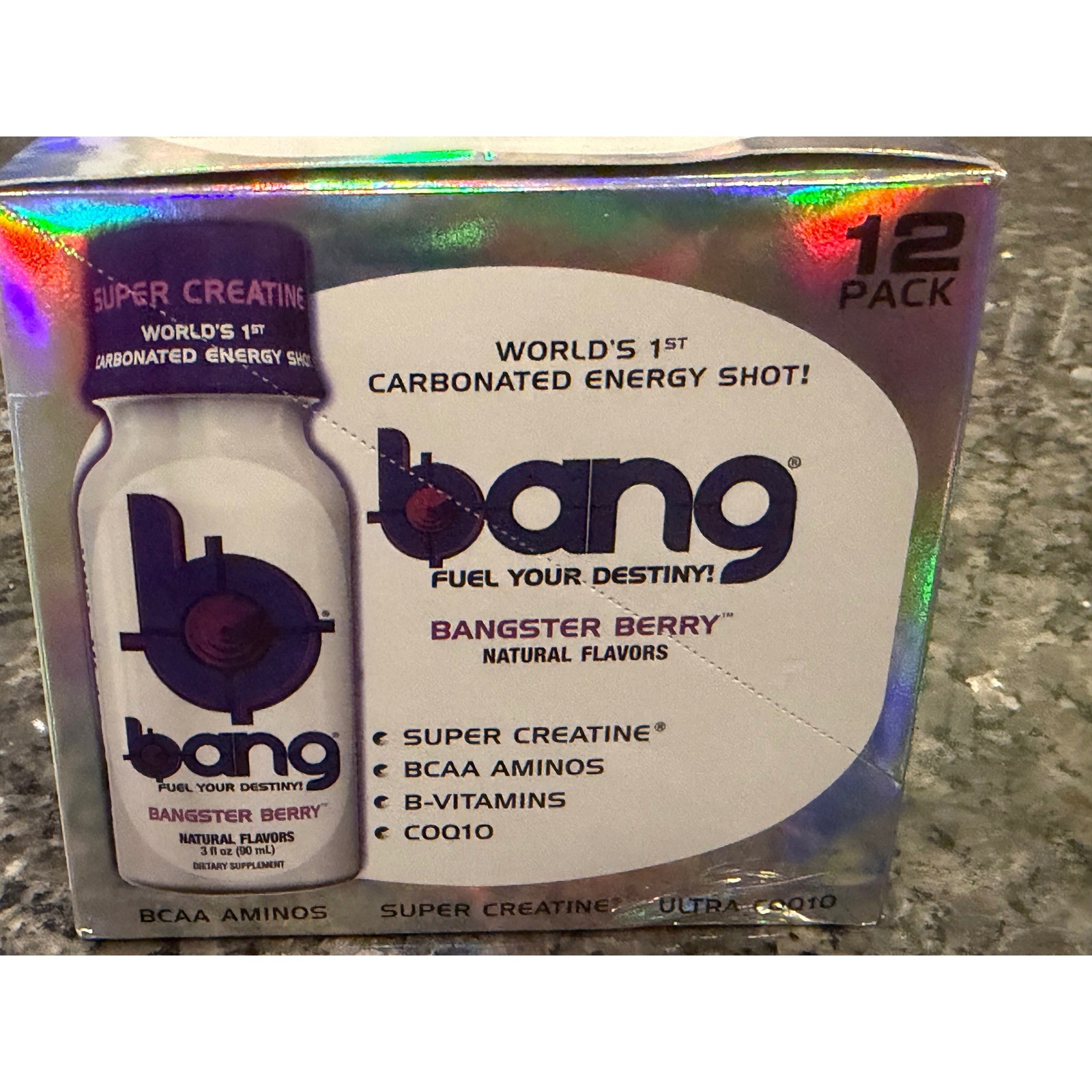 RARE DISCONTINUED Bang Energy Shot Bangster Berry 12 Pack NEW VPX Super Creatine