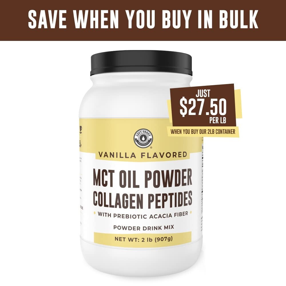 32oz Vanilla Keto MCT Powder + Collagen + Prebiotic Acacia Fibre MCT Creamer