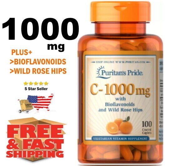 VITAMIN C 1000mg w/BIOFLAVONOIDS + ROSE HIPS 100 DAY SUPPLY!✅ NEW FRESH STOCK!