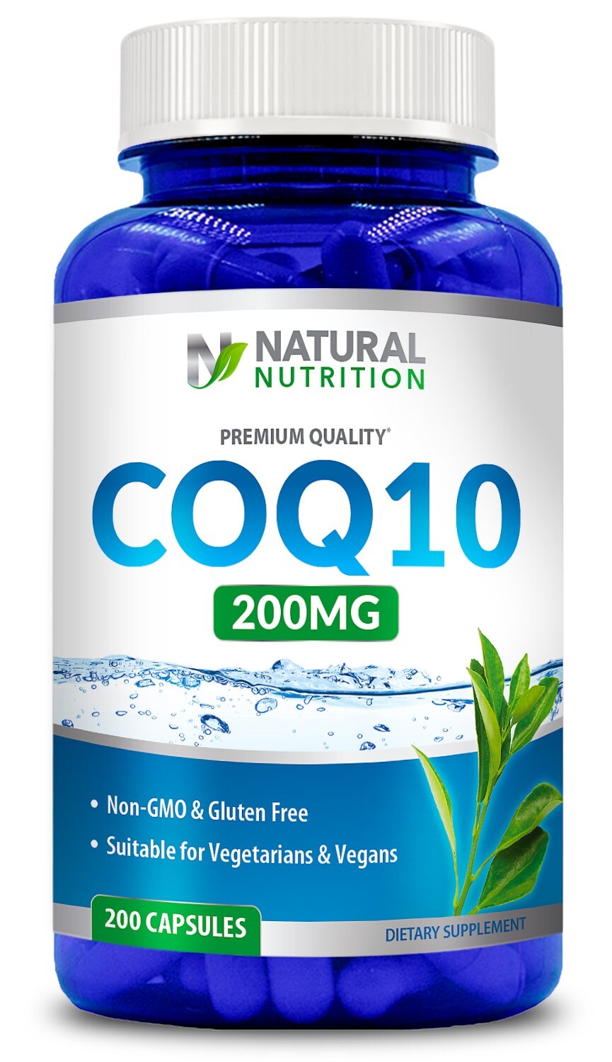 Fresh CoQ10 – Supports Heart Health Non-GMO, 200mg, 200 Capsules NON GMO USA MAD
