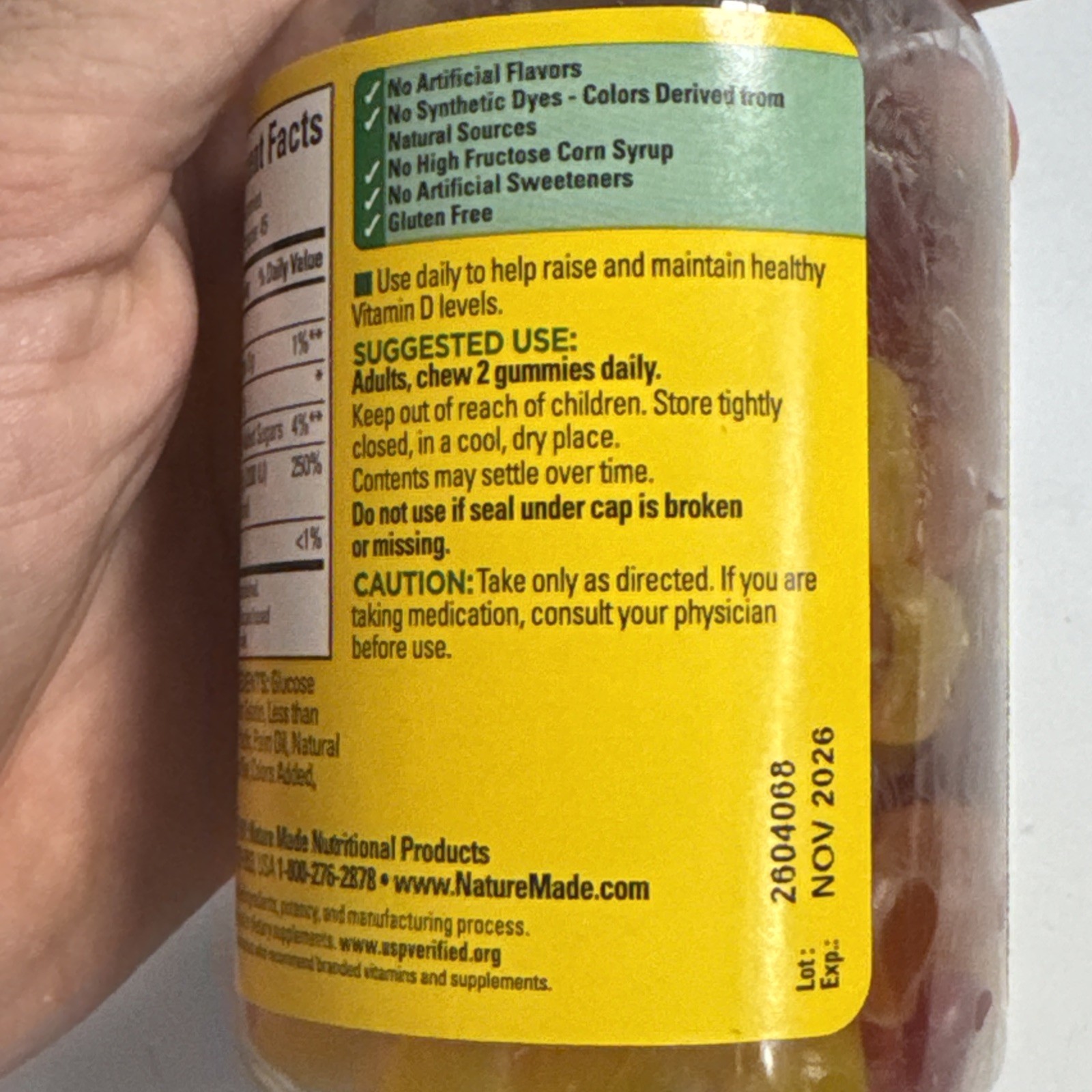 Nature Made D3 Gummies Strawberry Peach & Mango 2,000 Iu 50 mcg 90 Gummies 11/26